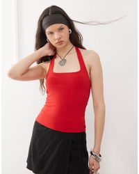 Weekday - Top Slim Allacciato Al Collo Con Scollo Quadrato - Lyst