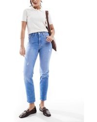 ONLY - Emily High Waisted Straight Leg Jeans With Slight Distressing - Lyst