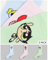 ASOS 3 Pack Power Puff Calf Length Socks With - Multicolour