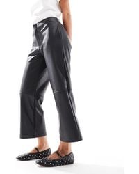 ASOS - Asos Design Petite Faux Leather Cropped Trousers - Lyst