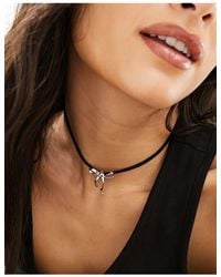 ASOS - Necklace With Black Cord And Bow Charm - Lyst