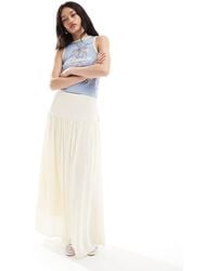 Stradivarius - Drop Waist Midi Skirt - Lyst