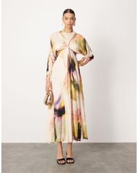 ASOS - Satin Batwing Maxi Dress With Cut Out Detail - Lyst