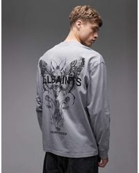 AllSaints - Hallis Long Sleeve Graphic Logo T-shirt With Back Print - Lyst