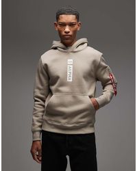 Alpha Industries - Sudadera Color Piedra Con Capucha Y Logo A Tono De -Neutro - Lyst