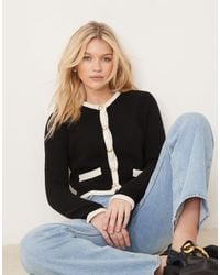 Mango - Contrast Trim Button Down Cardigan - Lyst