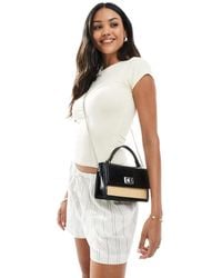 Stradivarius - Borsa A Tracolla Neutra E Nera Con Cuciture A Contrasto - Lyst