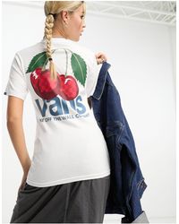 Vans - T-shirt unisex bianca con stampa di ciliegie a quadri sul retro - Lyst