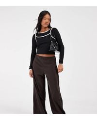 Only Petite - Extra Wide Leg Textured Pants - Lyst