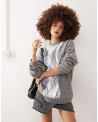 Weekday - Jules Wool Blend Argyle Jumper - Lyst