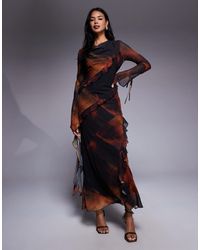 DASKA - – maxikleid aus chiffon mit abstraktem print - Lyst