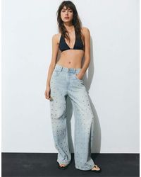 Pull&Bear - baggy Jeans With Studs - Lyst