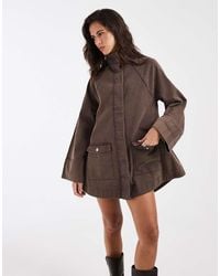 ASOS - Oversized Twill Funnel Neck Mini Dress With Pockets - Lyst