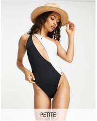 Free Society - Petite One Shoulder Cut Out Swimsuit - Lyst