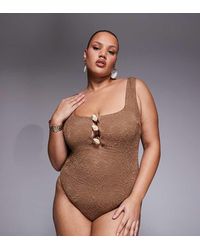 ASOS - Asos Design Curve Riley Revenge Square Neck Sculpting Resin Swimsuit - Lyst