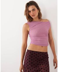 Cotton On - Gathered Mesh Off Shoulder Top - Lyst