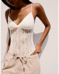 Bershka - Lace Strappy Body - Lyst