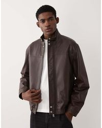 ASOS - Oversized Bomberjack Van Echt Leer - Lyst