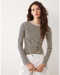 Miss Selfridge - Long Sleeve Stripe Top With Contrast Neck - Lyst