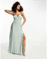 ASOS - Cami Asymmetric Waist Pleated Maxi Dress With High Split - Lyst