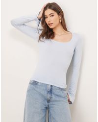 Gina Tricot - Top doux au toucher à manches longues et encolure dégagée et poignets fendus - Lyst