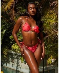 South Beach - Tie Side Bikini Bottom With Frill Hem - Lyst