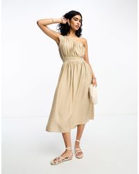 French Connection - One Shoulder Ruched Midi Dress - Lyst
