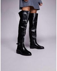 River Island - Buckle Over The Knee Boots - Lyst