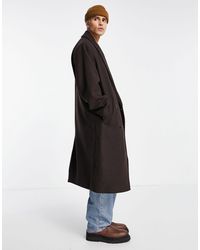 ASOS Oversized Longline Wool Mix Overcoat - Brown