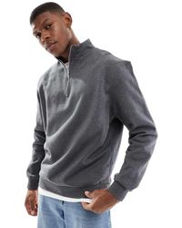 ASOS - Felpa Oversize Premium Pesante Color Antracite Mélange Con Zip Corta 400 Gsm - Lyst