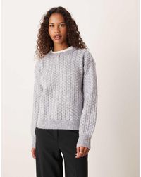 Vila - Diagonal Stitch Knitted Jumper - Lyst