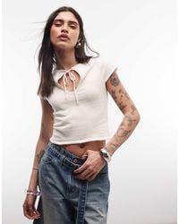 Reclaimed Vintage - Keyhole Knitted Cap Sleeve Top - Lyst