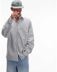 TOPMAN - Oversized Gestreept Net Overhemd Met Lange Mouwen - Lyst