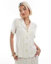 Object - Camicia Effetto Lino Color Crema - Lyst