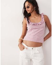 ASOS - Frill Detail Scoop Neck Broderie Vest - Lyst