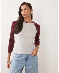 GOOD AMERICAN - Raglan-T-Shirt Met Contrasterende Mouwen En Lange Mouwen - Lyst