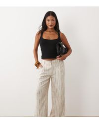 ASOS - Asos Design Petite Wide Leg Trousers With Pleat Detail - Lyst
