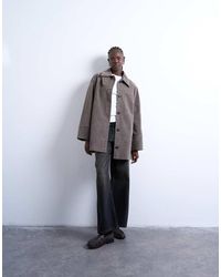 TOPSHOP - Faux-suede Short Car Coat With Neck Tab - Lyst