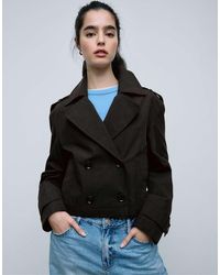 Stradivarius - Short Double-breasted Trench Coat - Lyst