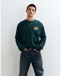 ASOS - Heavyweight Oversized Long Sleeve Henley With 95 Embroidery - Lyst