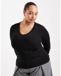 ONLY - V-Neck Long Sleeve Top - Lyst