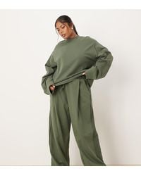 ASOS - Asos Design Curve Wide Leg Trackies With Waffle Panel Detail - Lyst