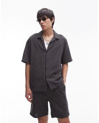 TOPMAN - Short Sleeve Striped Shirt - Lyst