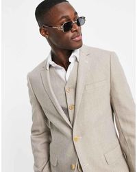 ASOS - Chaqueta De Traje De Corte Muy Entallado De Tweed De Mezcla De Lana De - Neutro - Lyst