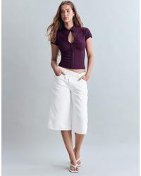 Stradivarius - Cut-out Short Sleeve Shirt - Lyst