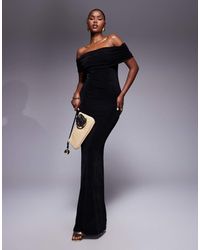 Aria Cove - Vestido Largo Ajustado Y Fruncido Con Escote Bardot De Tejido Texturizado De - Lyst