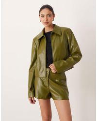 ASOS - Tailored Faux Leather Zip Front Cropped Blazer Co-Ord - Lyst