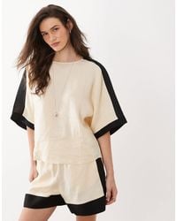 Mango - – morti – kurzärmlige oversize-bluse aus 100% leinen - Lyst