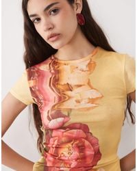 ASOS - – knapp geschnittenes, kurzärmliges t-shirt aus strukturiertem netzstoff - Lyst