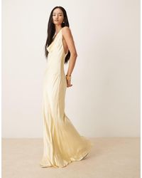 Bardot - Anouk Cowl Neck Open Cross Back Thigh Split Maxi Dress - Lyst
